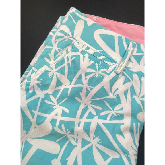 ~ Lilly Pulitzer Sz 4 Dragonfly Pants Aqua Blue Golf Summer Chinos Beachy Preppy - Picture 13 of 16